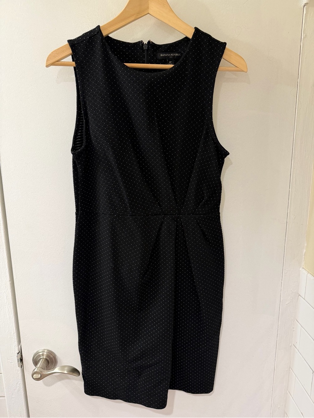 Banana Republic Black Sleeveless Sheath Dress with Micro Dot Detail